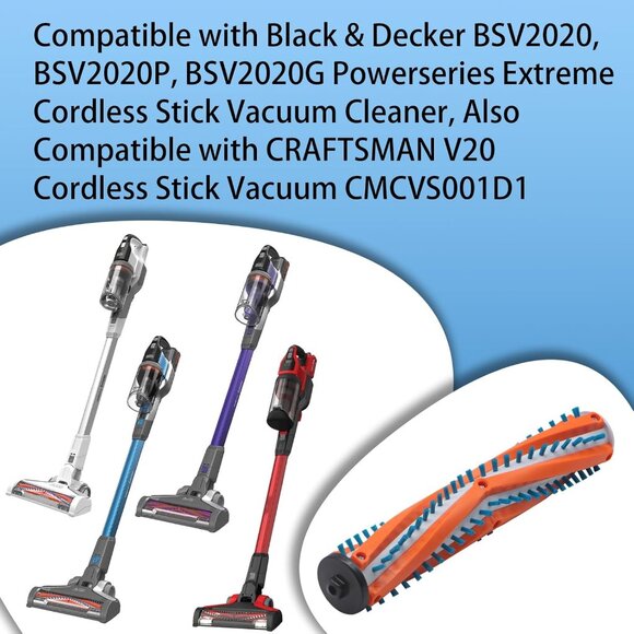1 Pack Brush Roller Compatible with Black + Decker BSV2020, BSV2020P, BSV2020G - Picture 1 of 6
